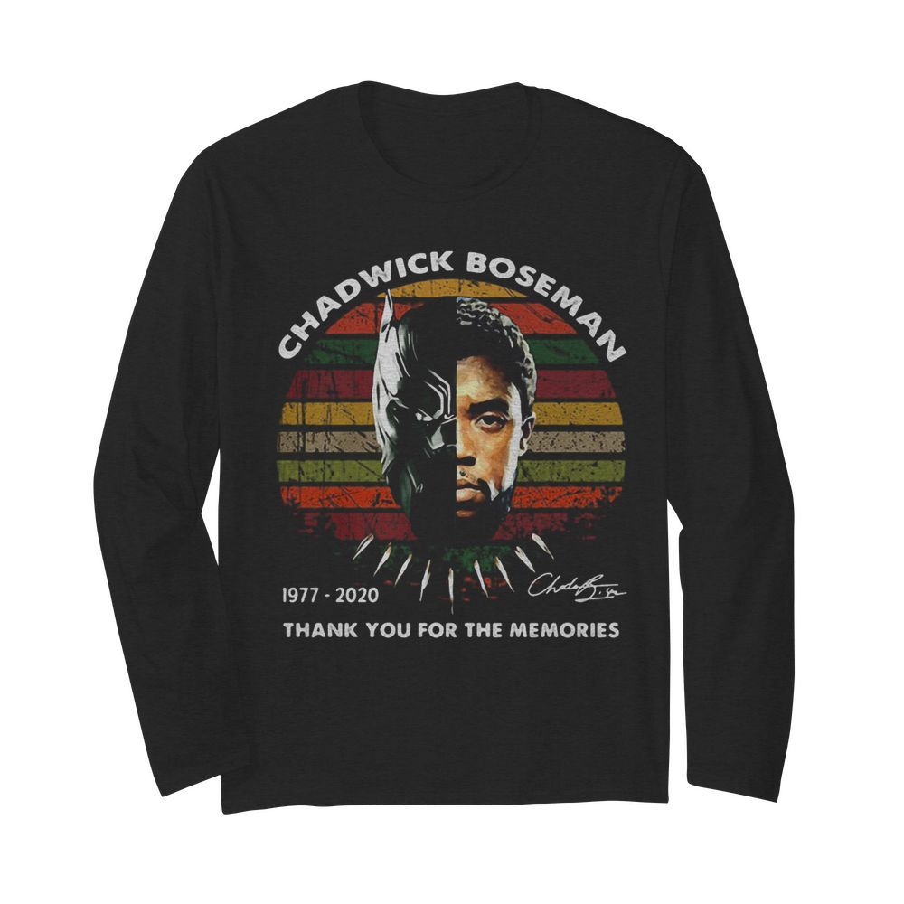 Black panther rip chadwick Boseman 1977 2020 thank you for the memories signature vintage retro  Long Sleeved T-shirt 