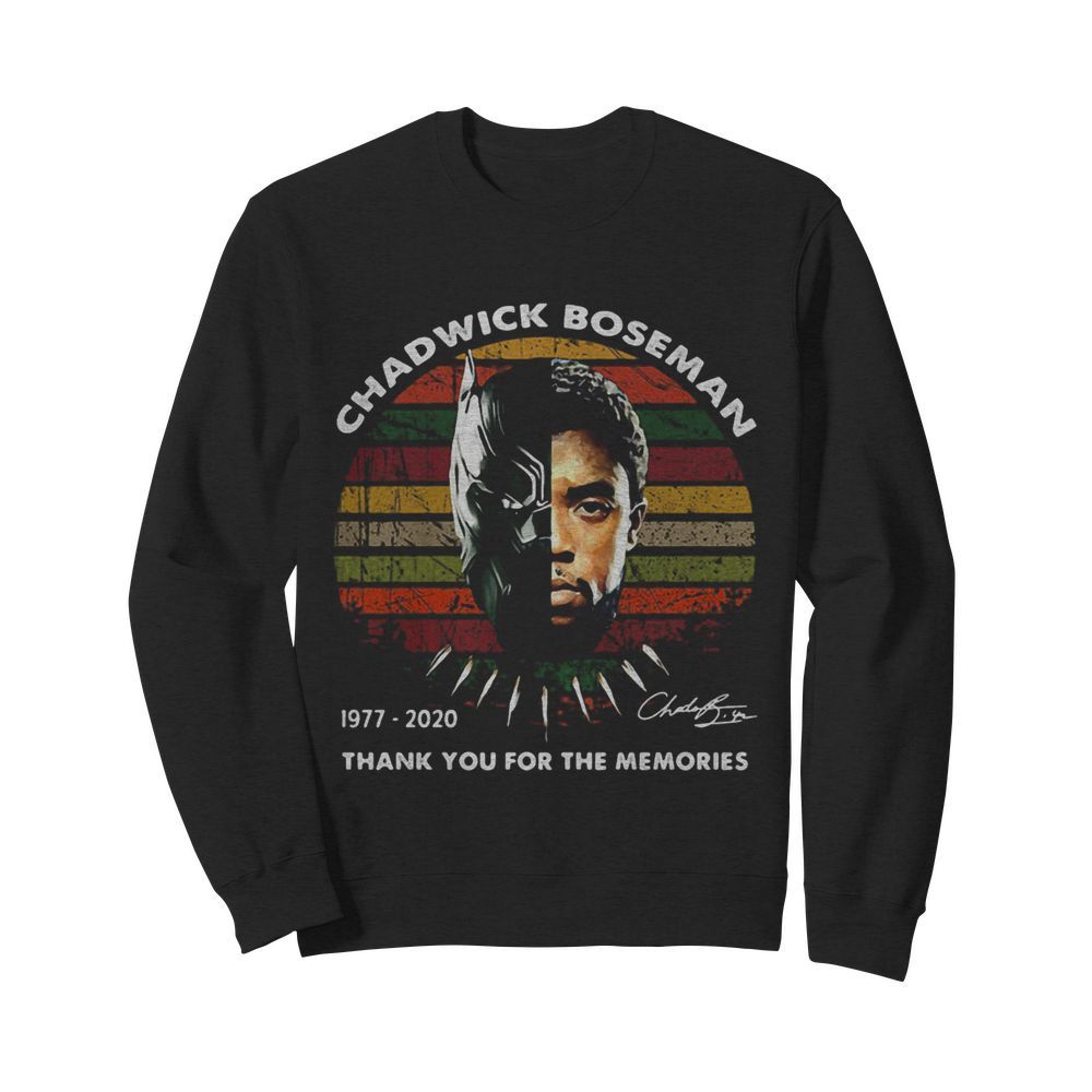 Black panther rip chadwick Boseman 1977 2020 thank you for the memories signature vintage retro  Unisex Sweatshirt