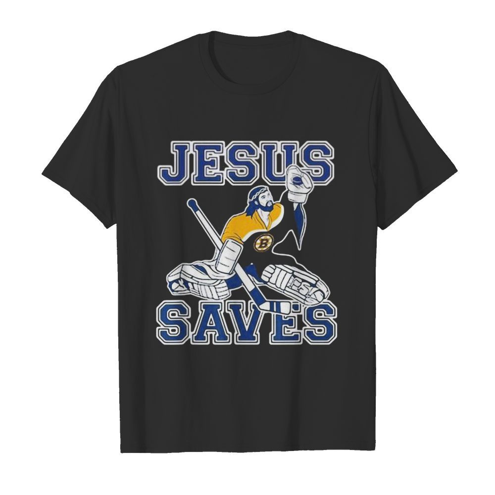 Boston bruins hockey jesus saves shirt