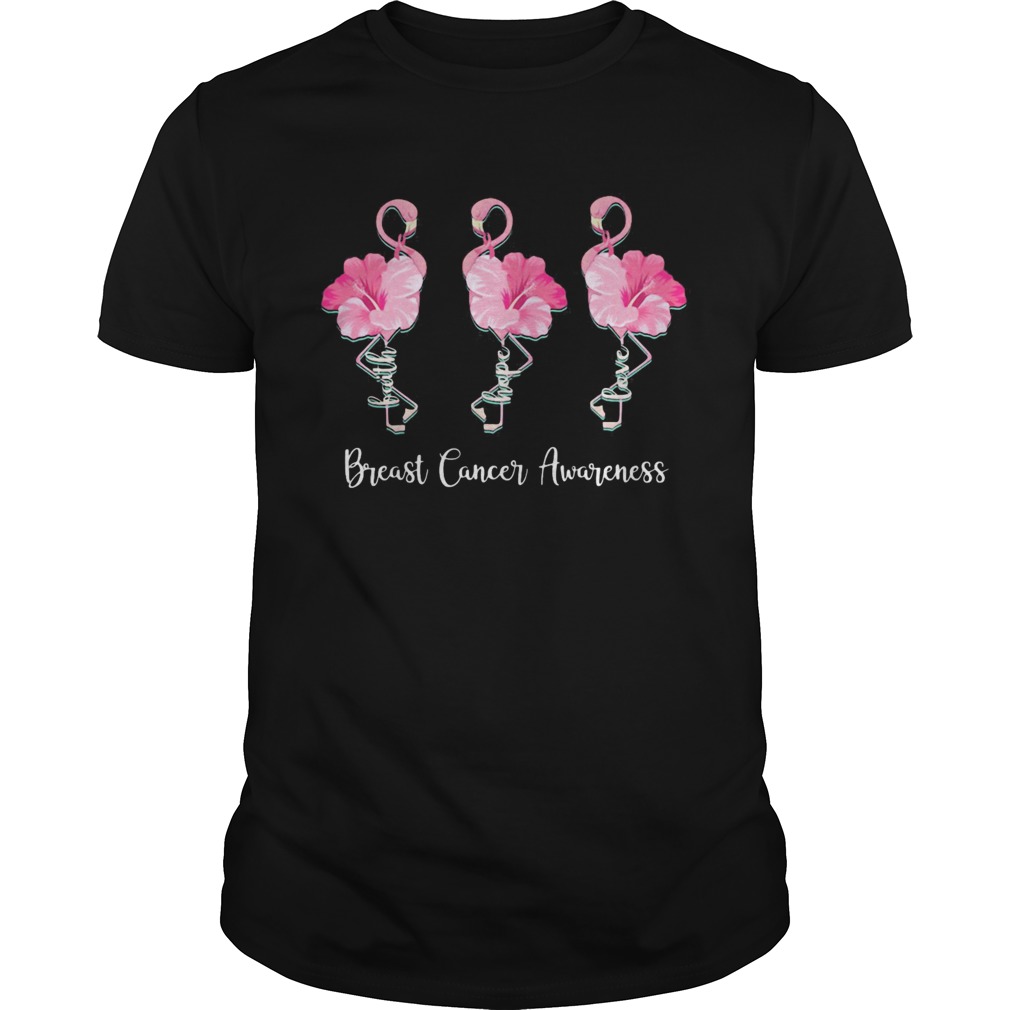 Breast Cancer Awareness Faith Hope Love Flamingo shirt