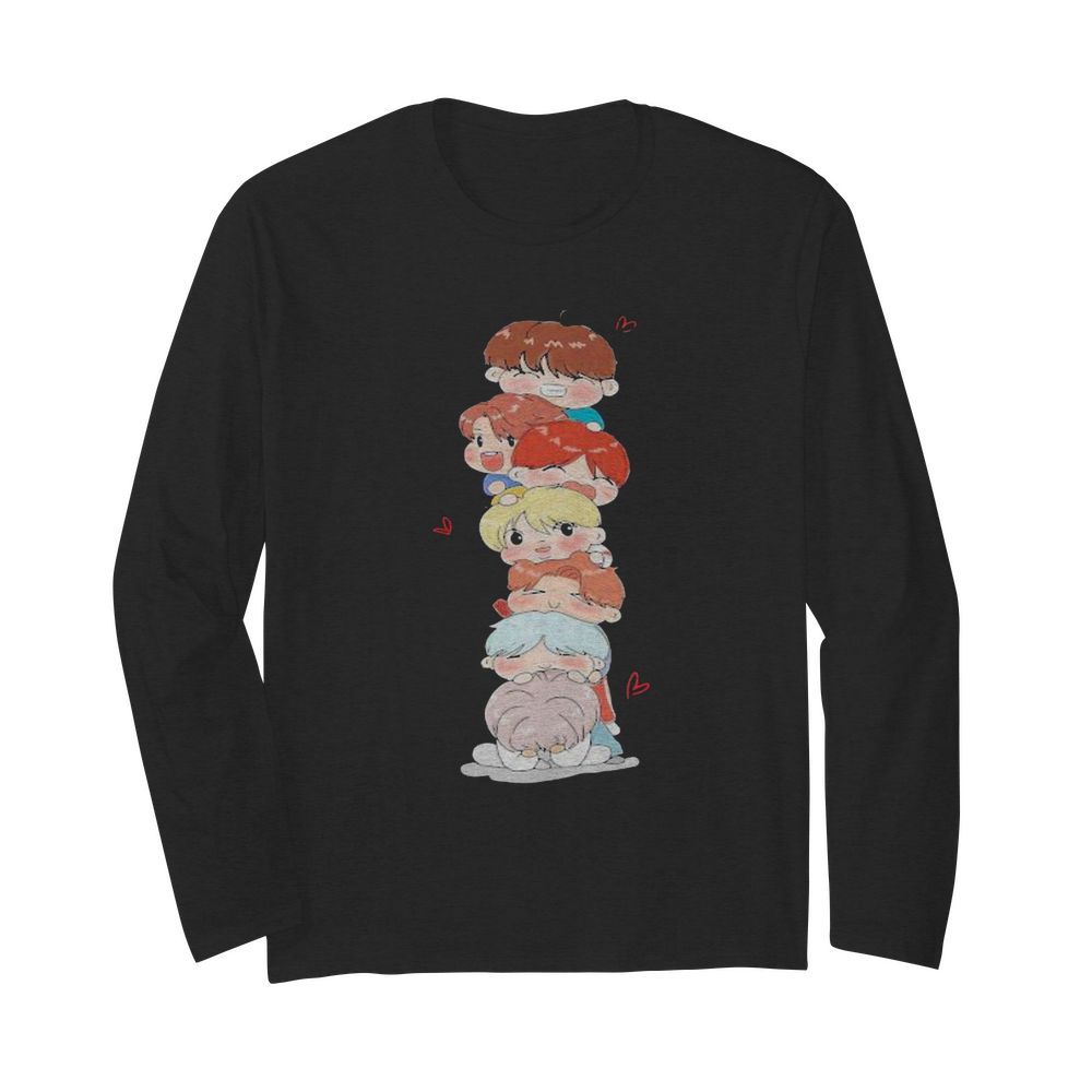 Bts band members chibi hearts  Long Sleeved T-shirt 