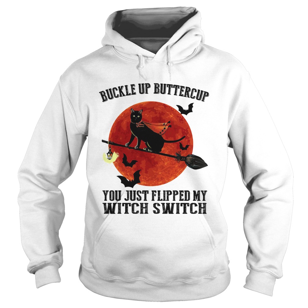 Buckle Up Buttercup You Just Flipped My Witch Switch Cat Sunset Halloween  Hoodie