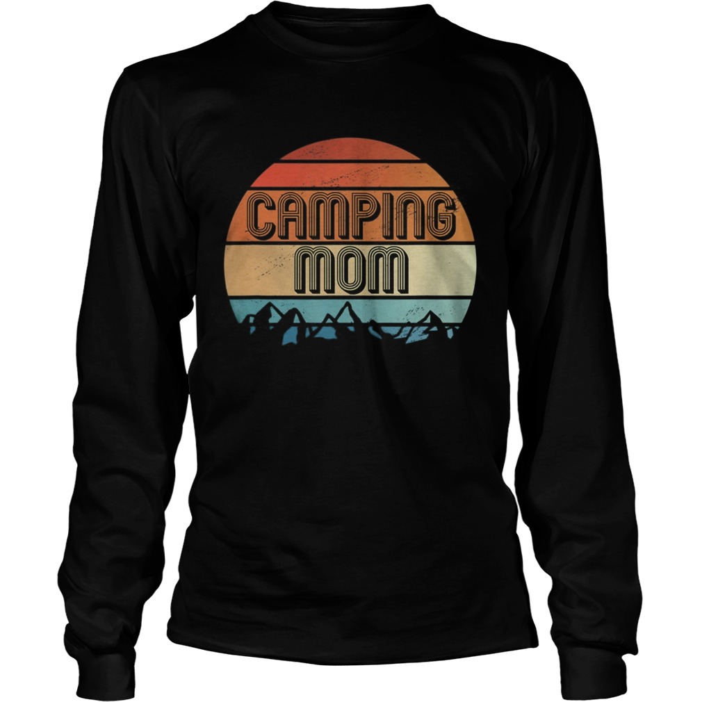 Camping Mom Retro Vintage Sunset Matching Family Couple  Long Sleeve