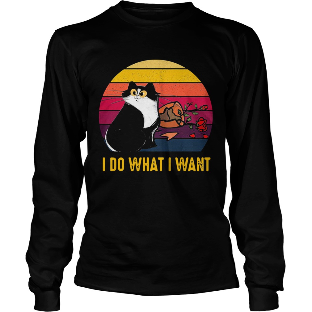 Cat Broke Vase I Do What I Want Vintage Retro  Long Sleeve