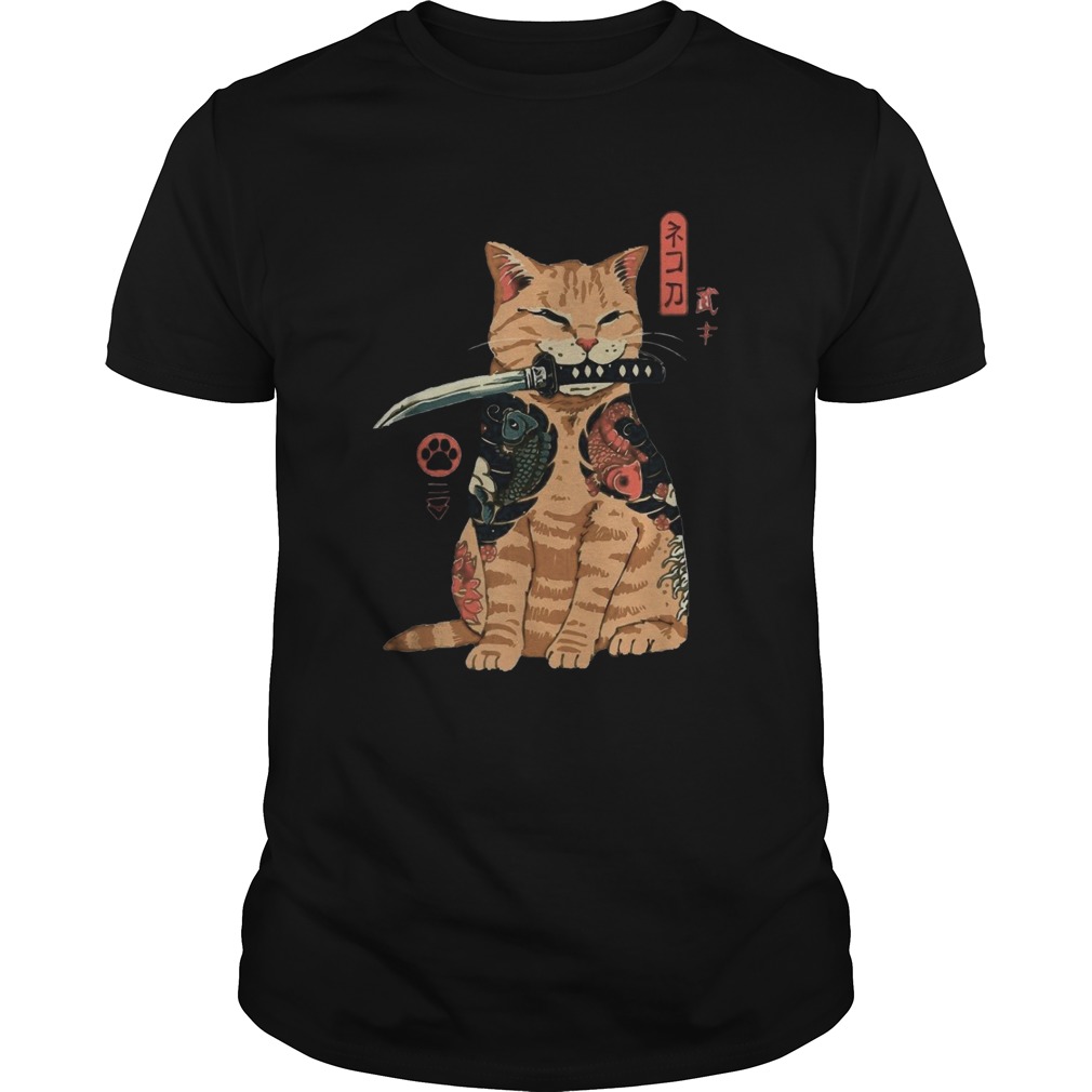 Cat Sitting with Katana Japanese Samurai Cat  Unisex