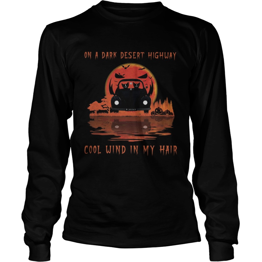 Cat driving car on a dark desert highway cool wind in my hair moon  Long Sleeve