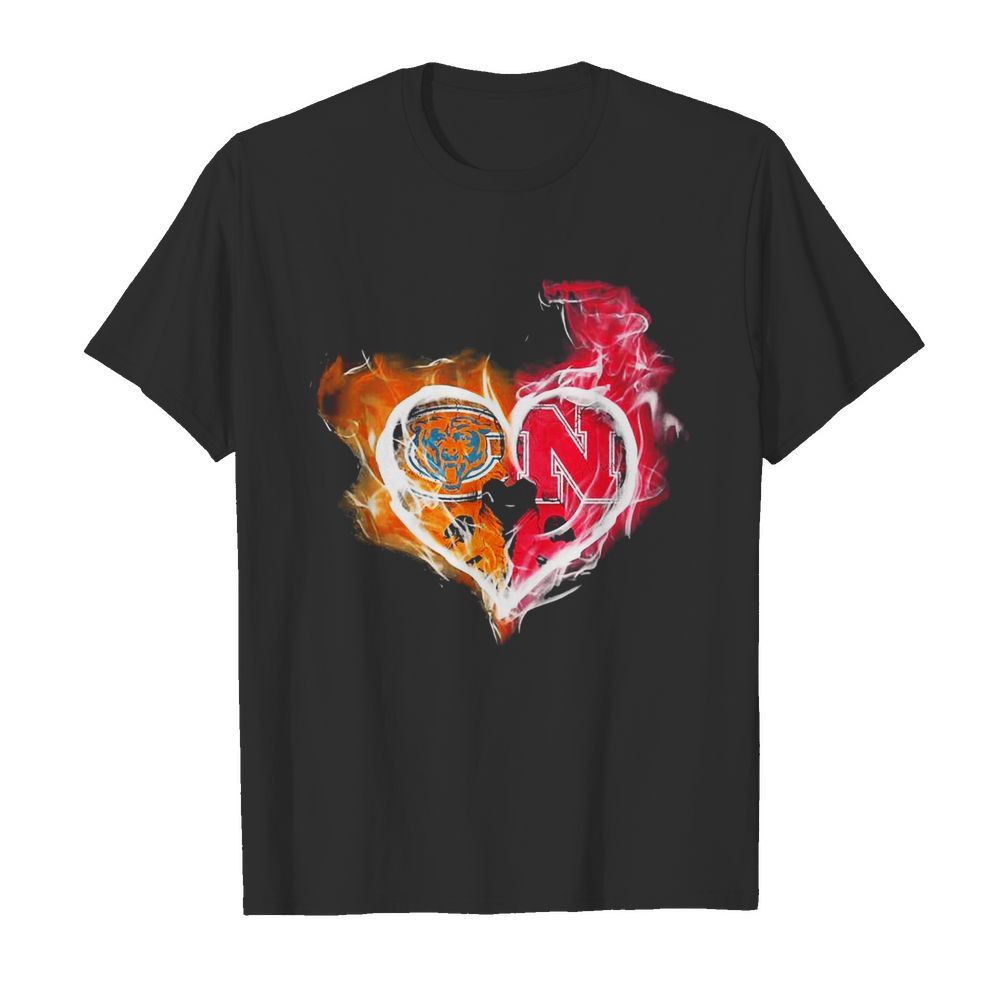 Chicago Bears And Nebraska Cornhuskers Heart Fire shirt