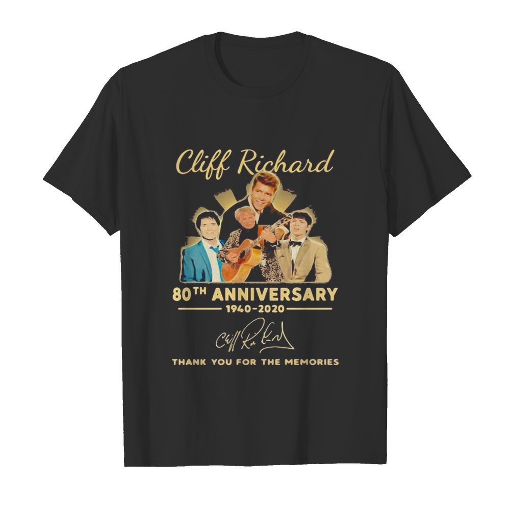 Cliff richard 80th anniversary 1940 2020 thank you for the memories signatures shirt