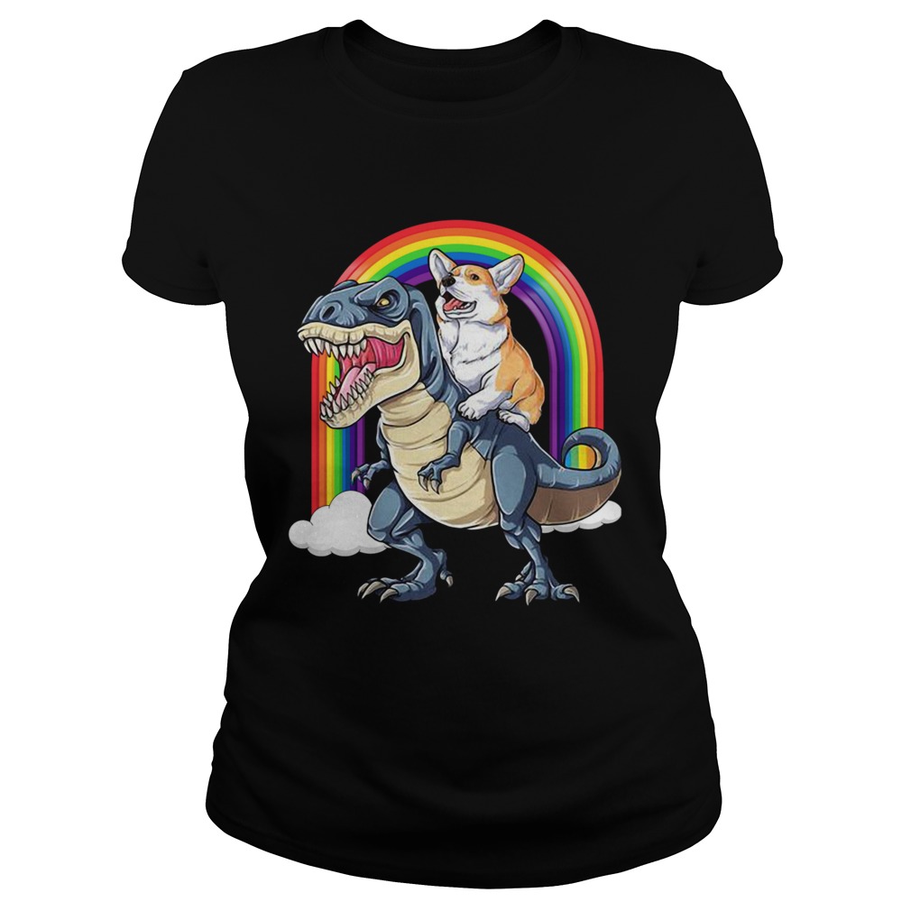 Corgi Riding Dinosaur T Rex  Classic Ladies