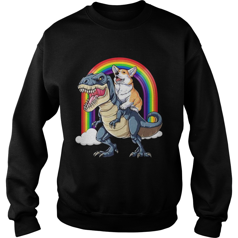 Corgi Riding Dinosaur T Rex  Sweatshirt