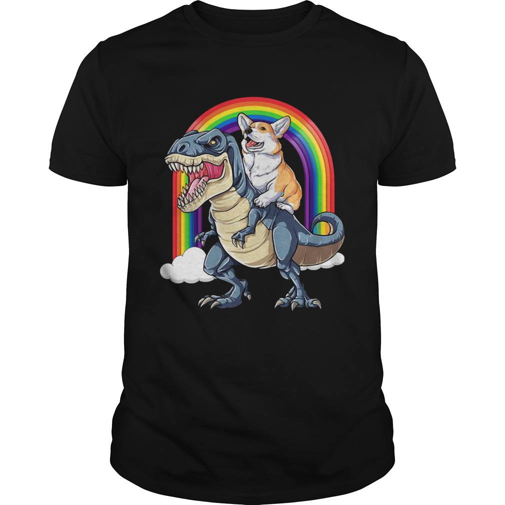 Corgi Riding Dinosaur T Rex  Unisex