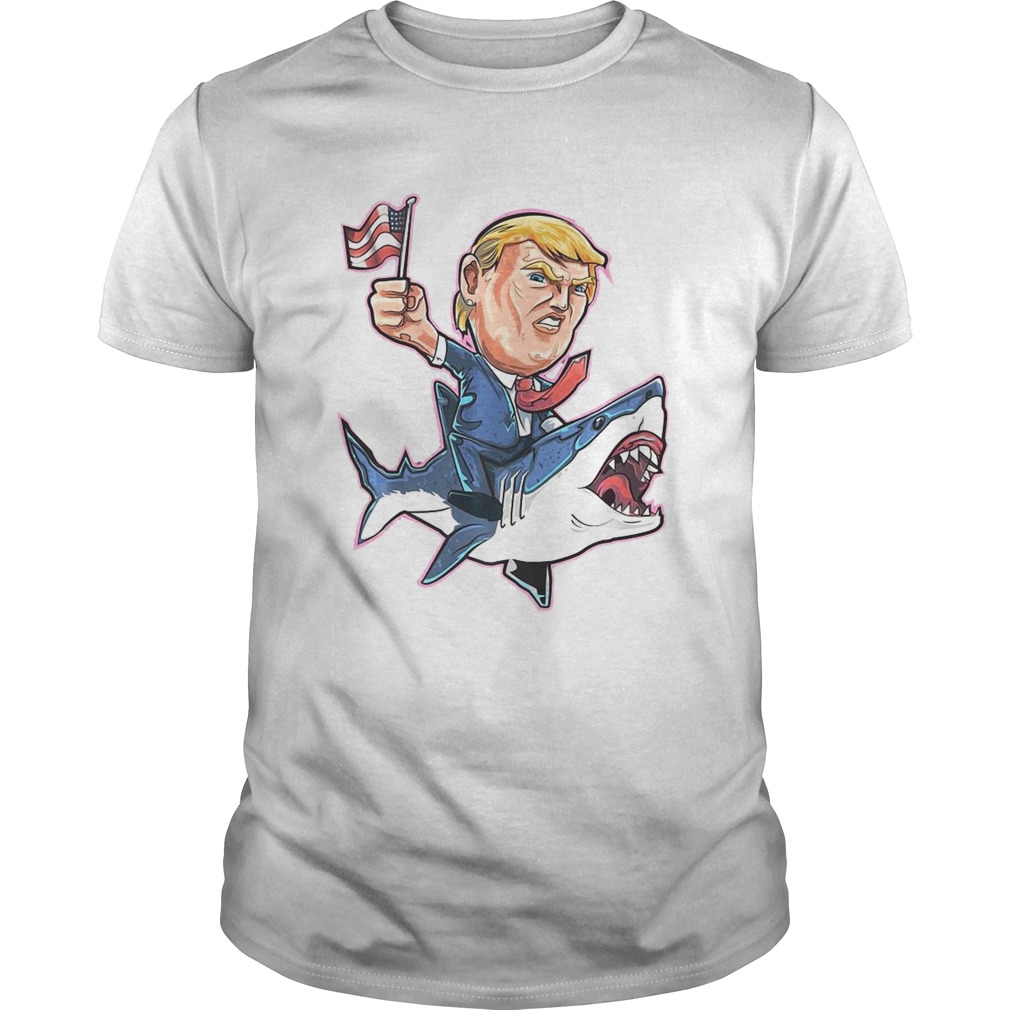 Donald Trump Shirt Shark President 4Th Of July American Flag  Unisex