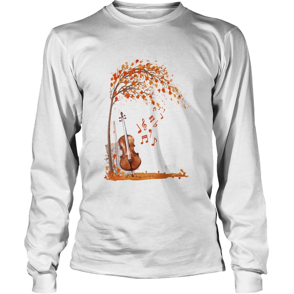 Fall Autumn Maple Leaf Violin  Long Sleeve