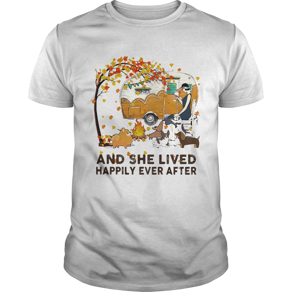 Fall Girl camping with dogs and she lived happily ever after shirt