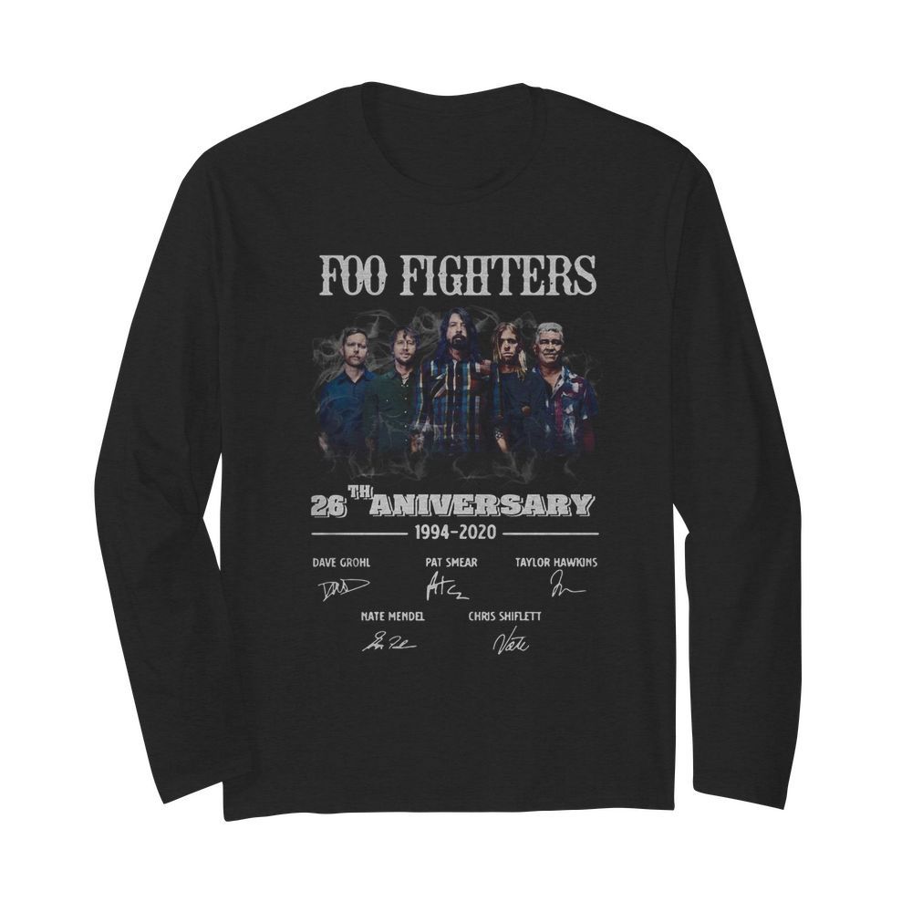 Foo Fighters 26th Anniversary 1994 2020 Signature  Long Sleeved T-shirt 