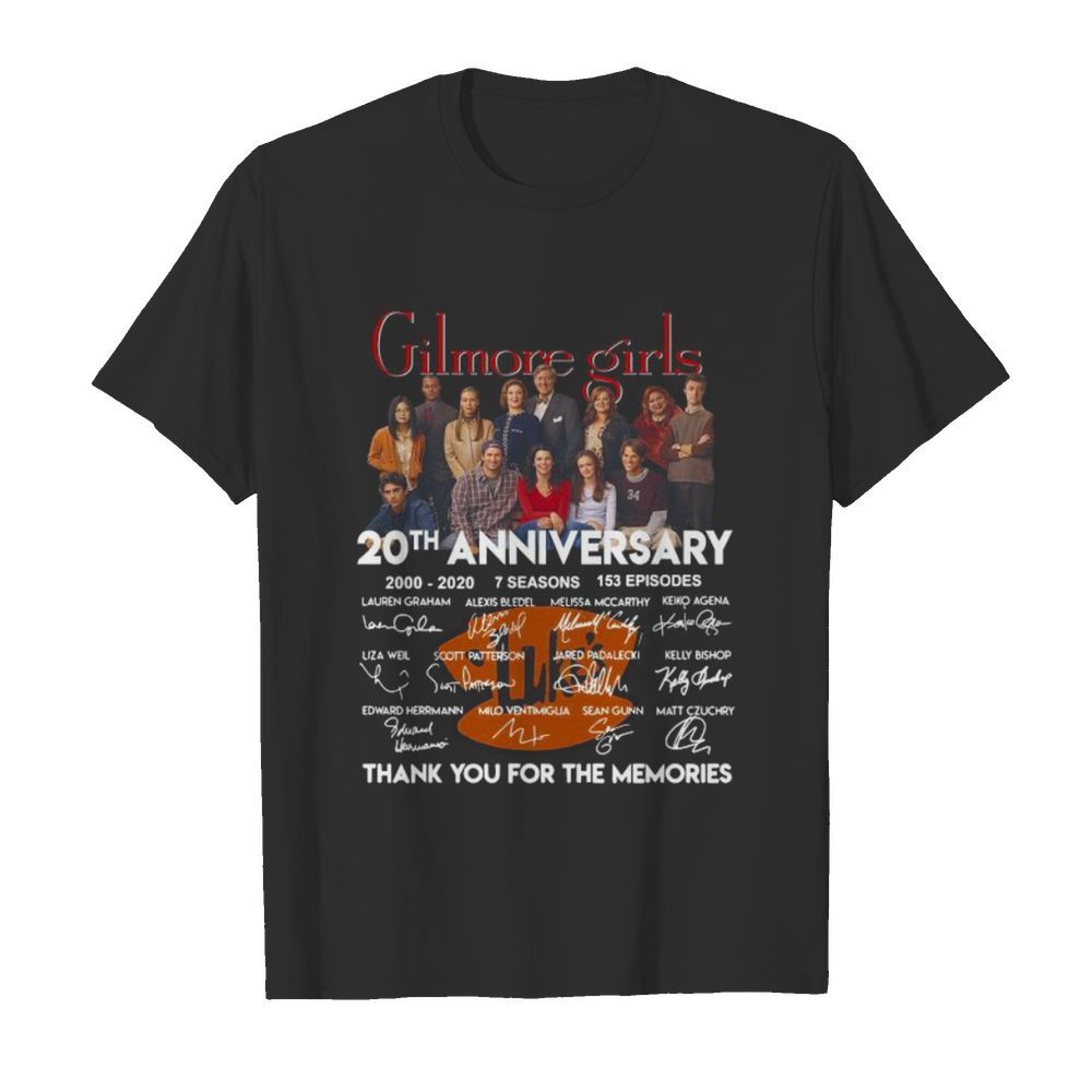 Gilmore girls 20th anniversary 2000 2020 7 seasons 153 episodes thank you for the memories signatures shirt