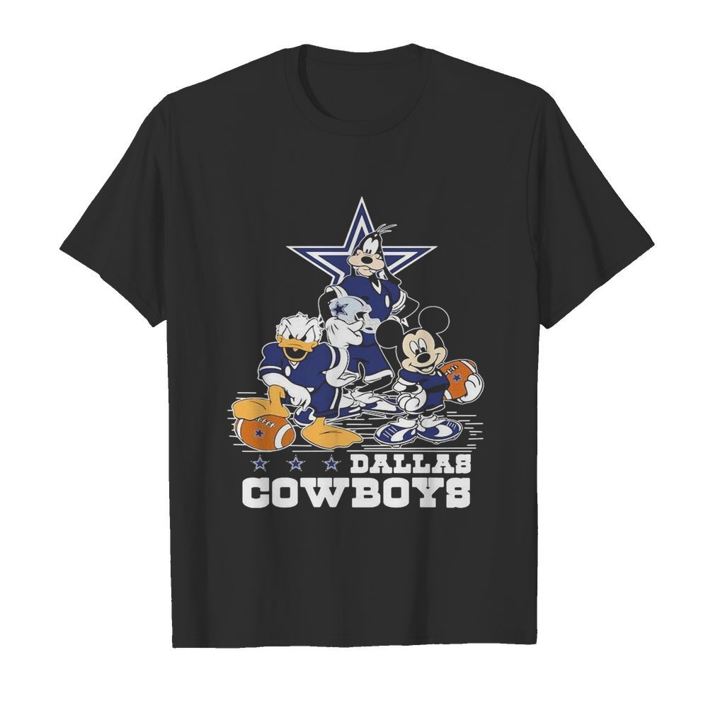 Goofy donald duck and mickey mouse dallas cowboys football shirt