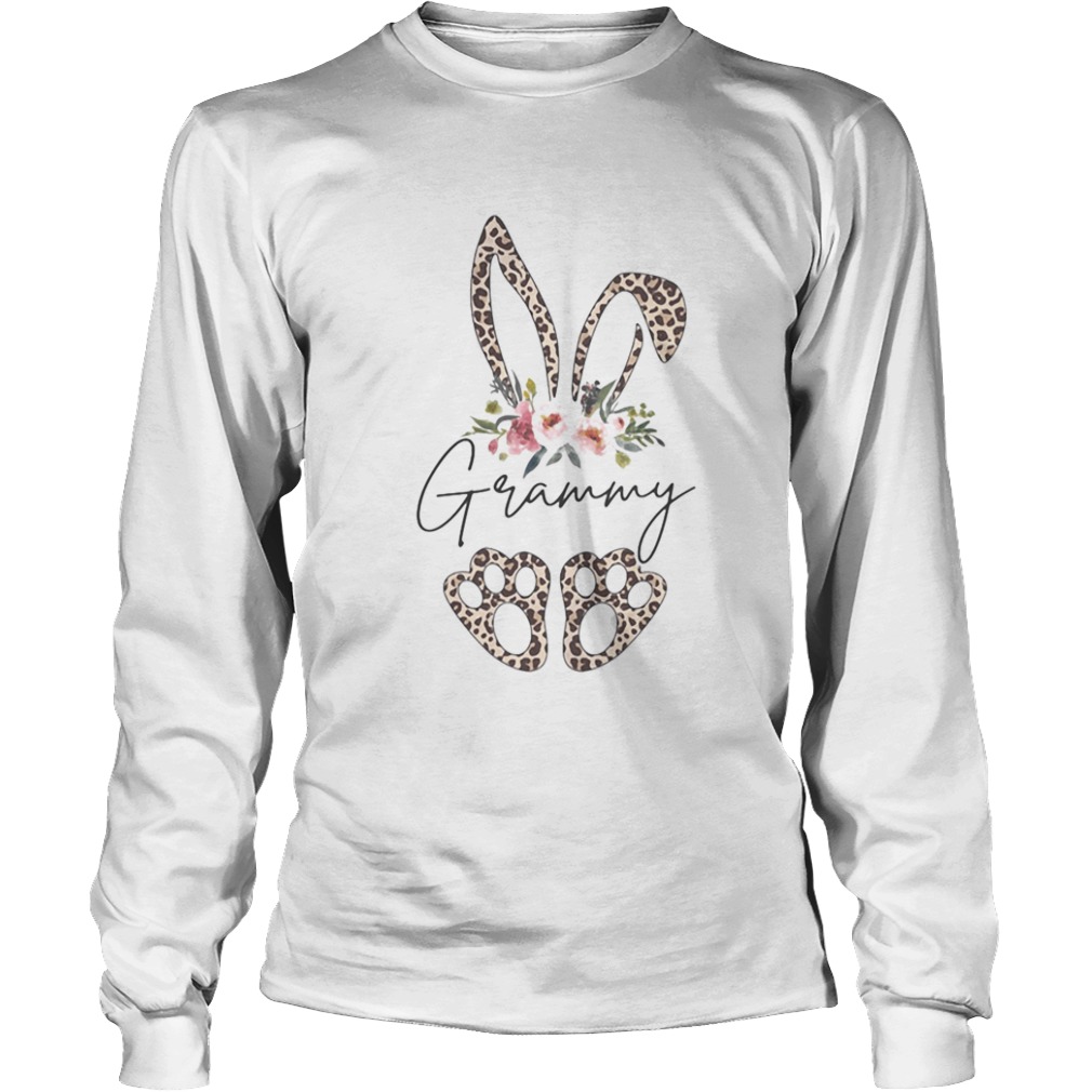 Grammy Bunny Leopard Hippie Flowers Easter Day  Long Sleeve