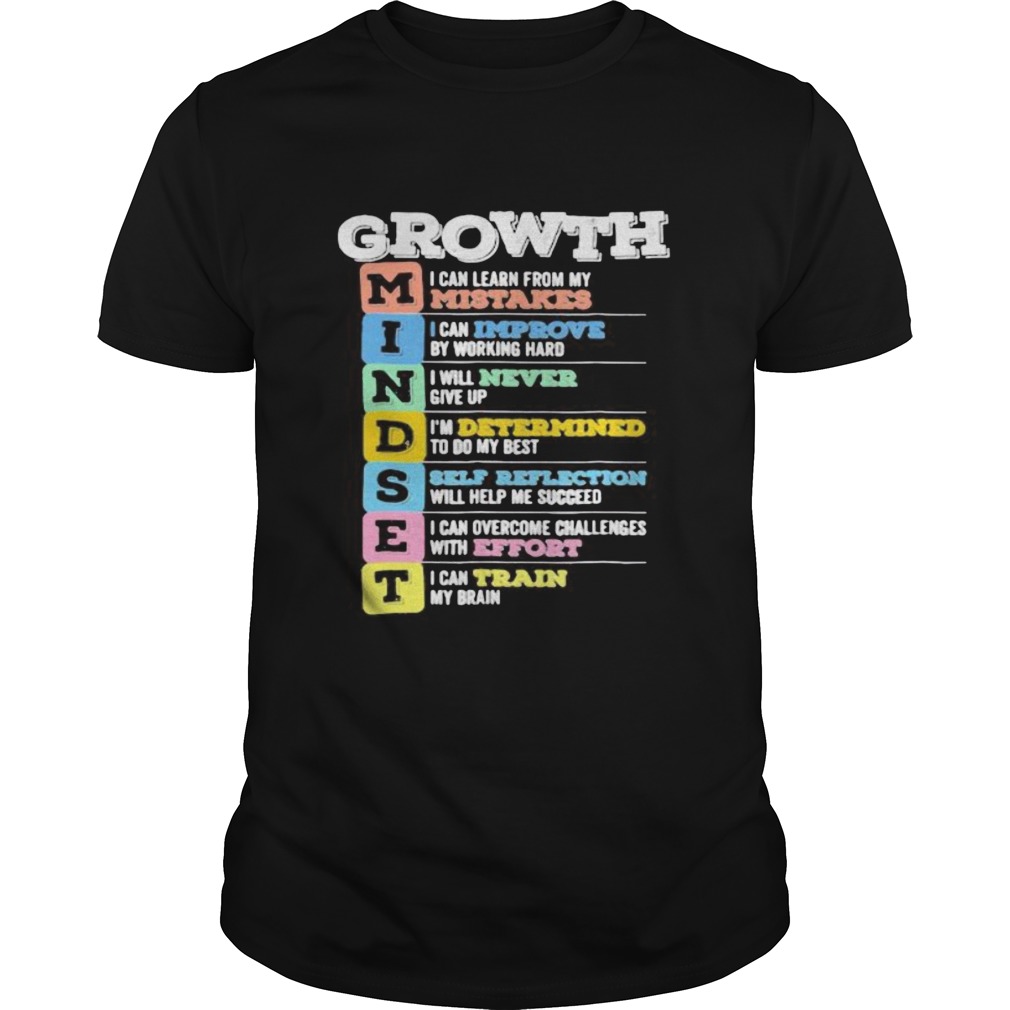 Growth Mindset Mistakes Improve Never Determined Self reflection Effort Train shirt