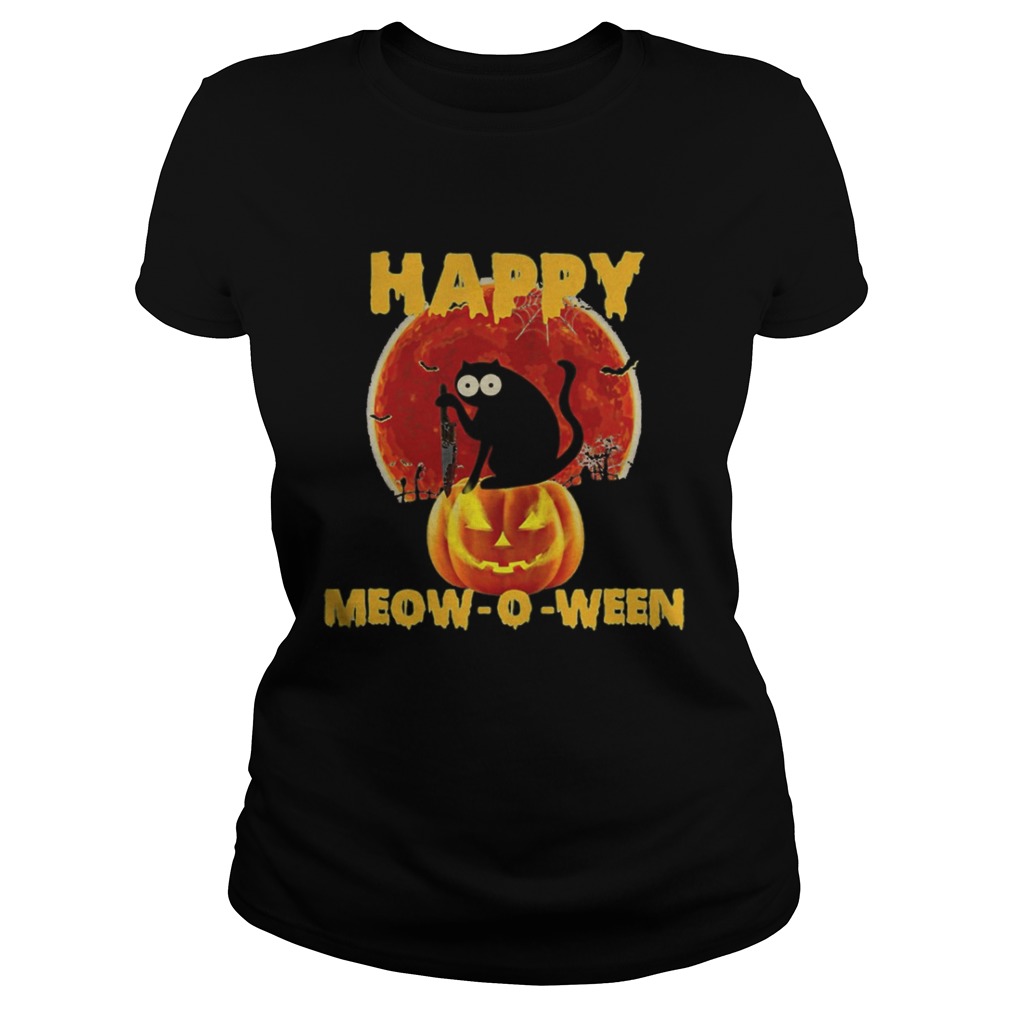 Halloween Black Cat Hold Knife Happy Meowoween  Classic Ladies