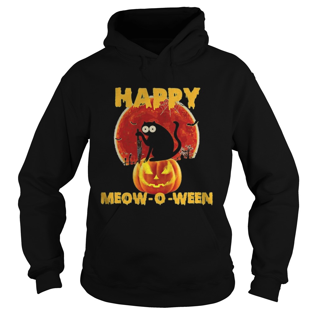 Halloween Black Cat Hold Knife Happy Meowoween  Hoodie