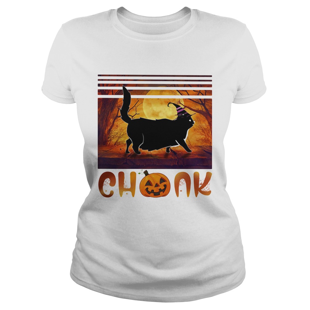 Halloween Cat Chonk Pumpkin Vintage  Classic Ladies