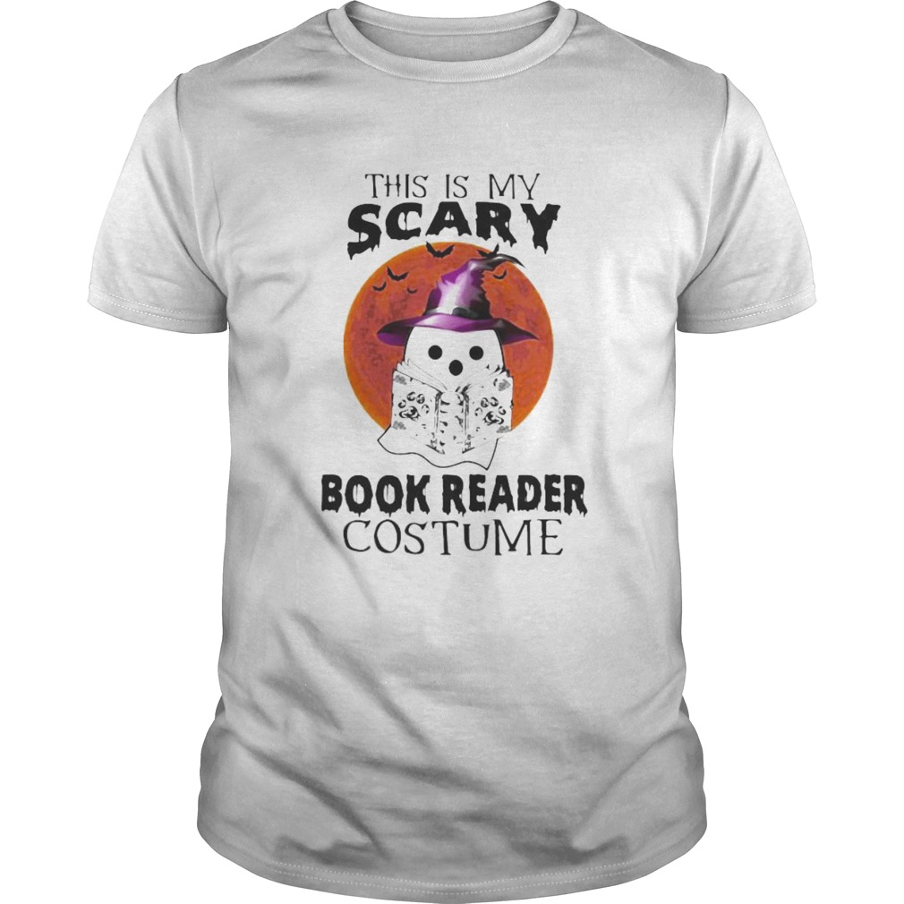 Halloween Ghost Witch This is my scary book reader costume sunset shirt