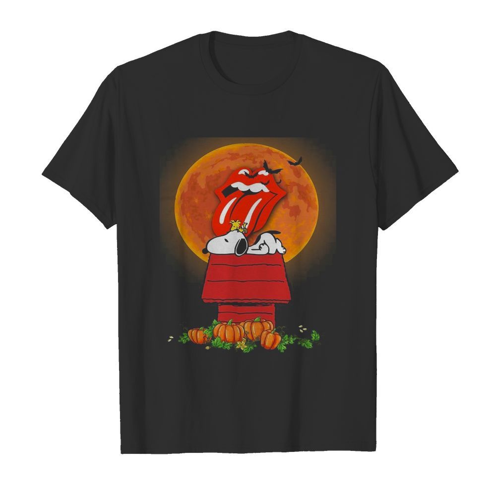 Halloween Snoopy and Woodstock Poster The Rolling Stones Pumpkin Moon shirt