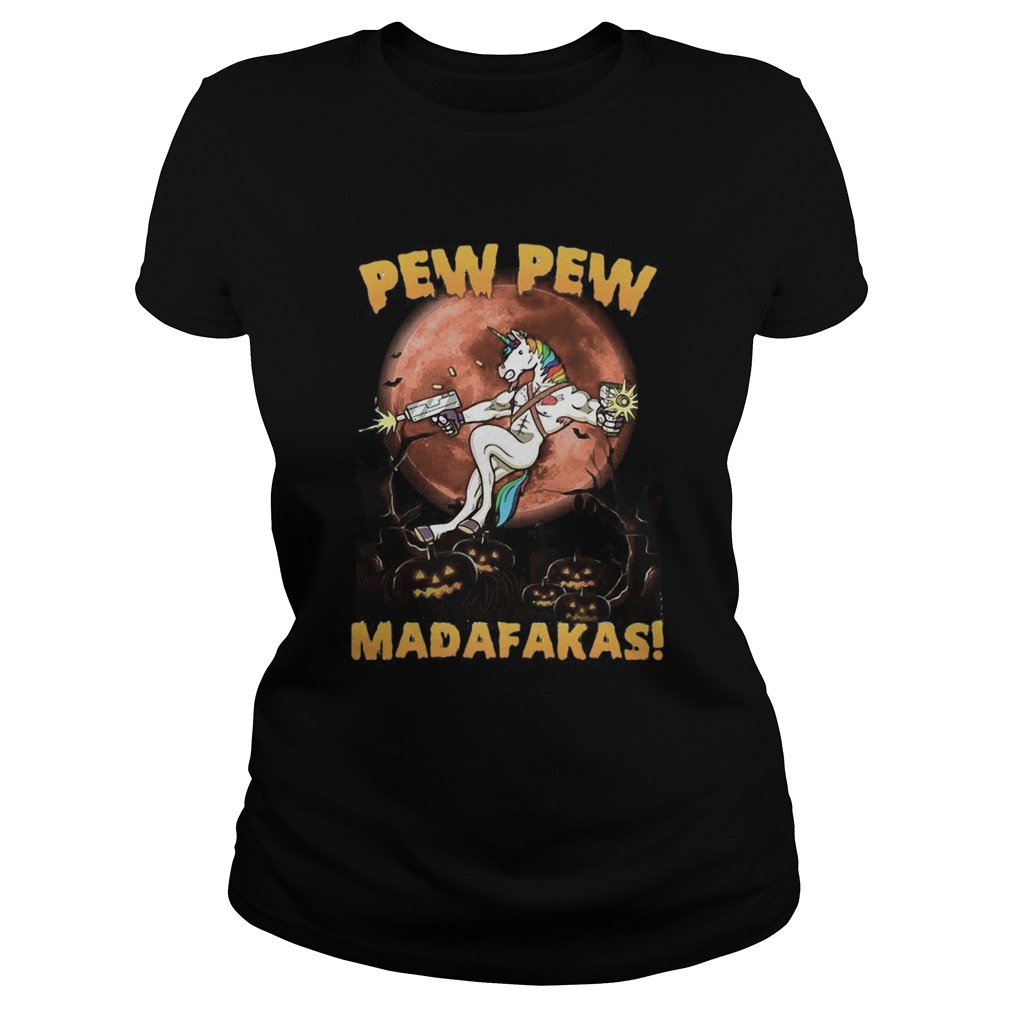 Halloween Unicorn Pew Pew Madafakas Blood Moon  Classic Ladies