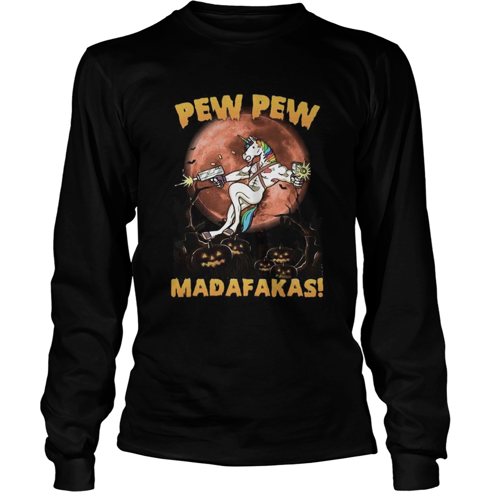 Halloween Unicorn Pew Pew Madafakas Blood Moon  Long Sleeve