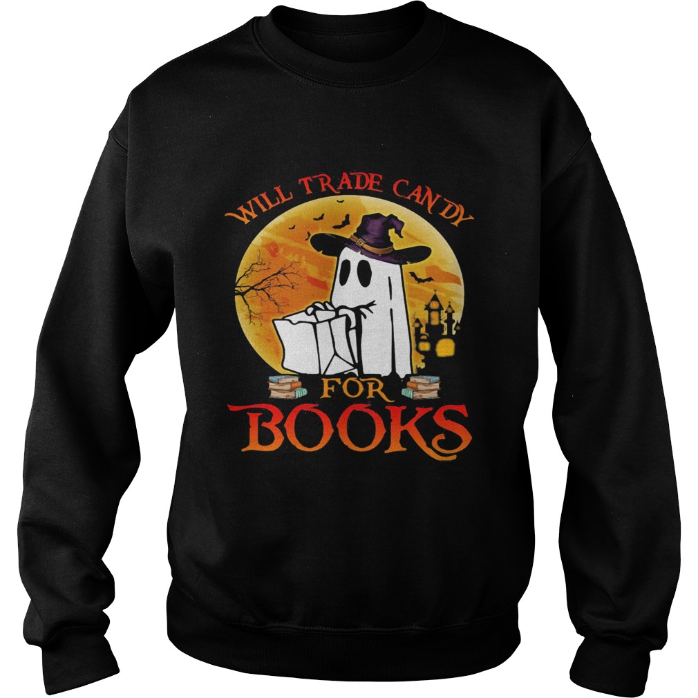 Halloween boos will trade candy for books moon  Sweatshirt