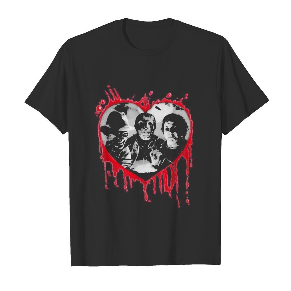 Halloween freddy krueger jason voorhees and michael myers heart shirt