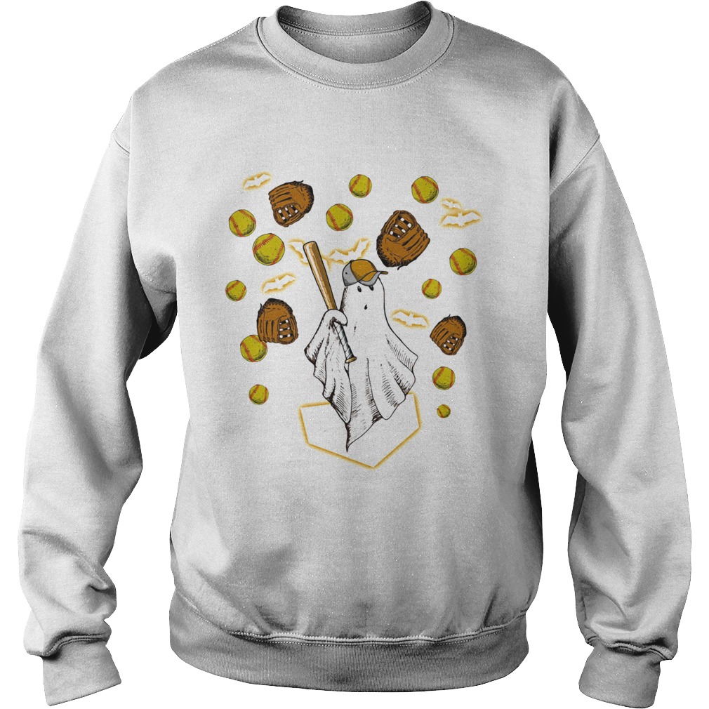 Halloween ghost playing softball  Sweatshirt