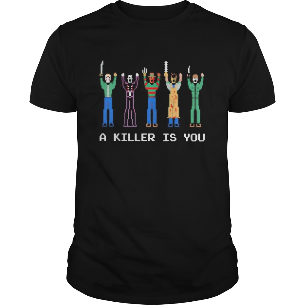 Halloween horror characters a killer is you lego shirt