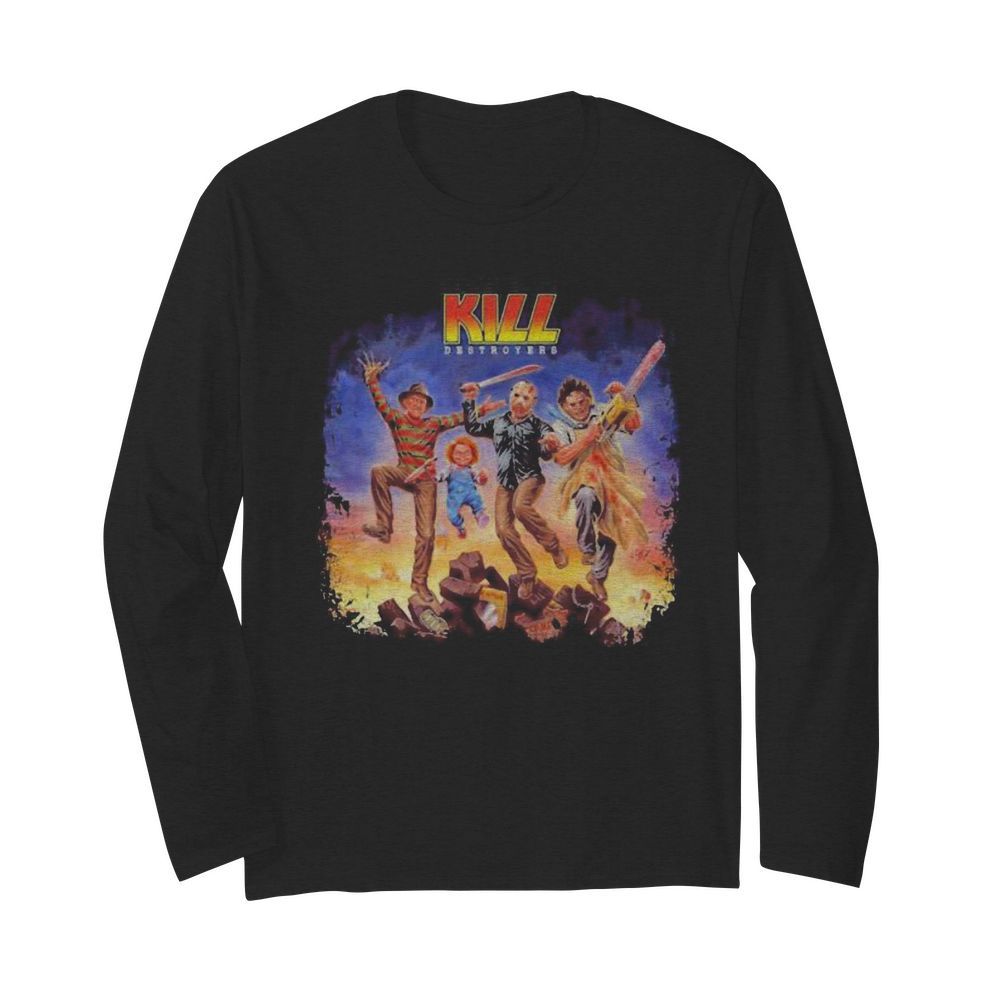 Halloween horror characters kiss destroyers  Long Sleeved T-shirt 