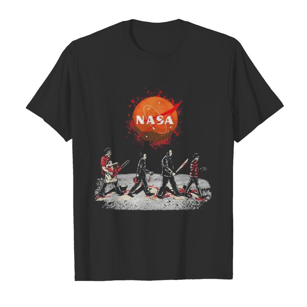 Halloween horror characters nasa logo shirt