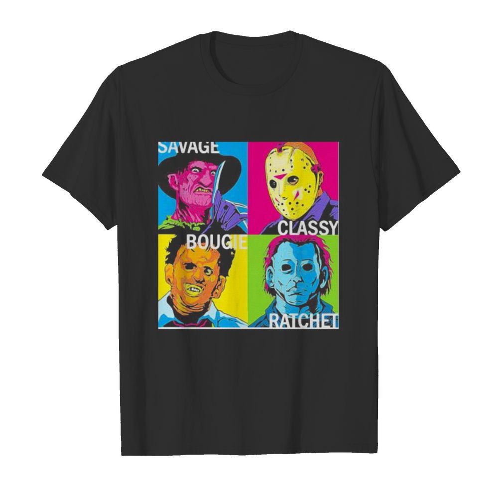 Halloween horror characters savage classy bougie ratchet art shirt