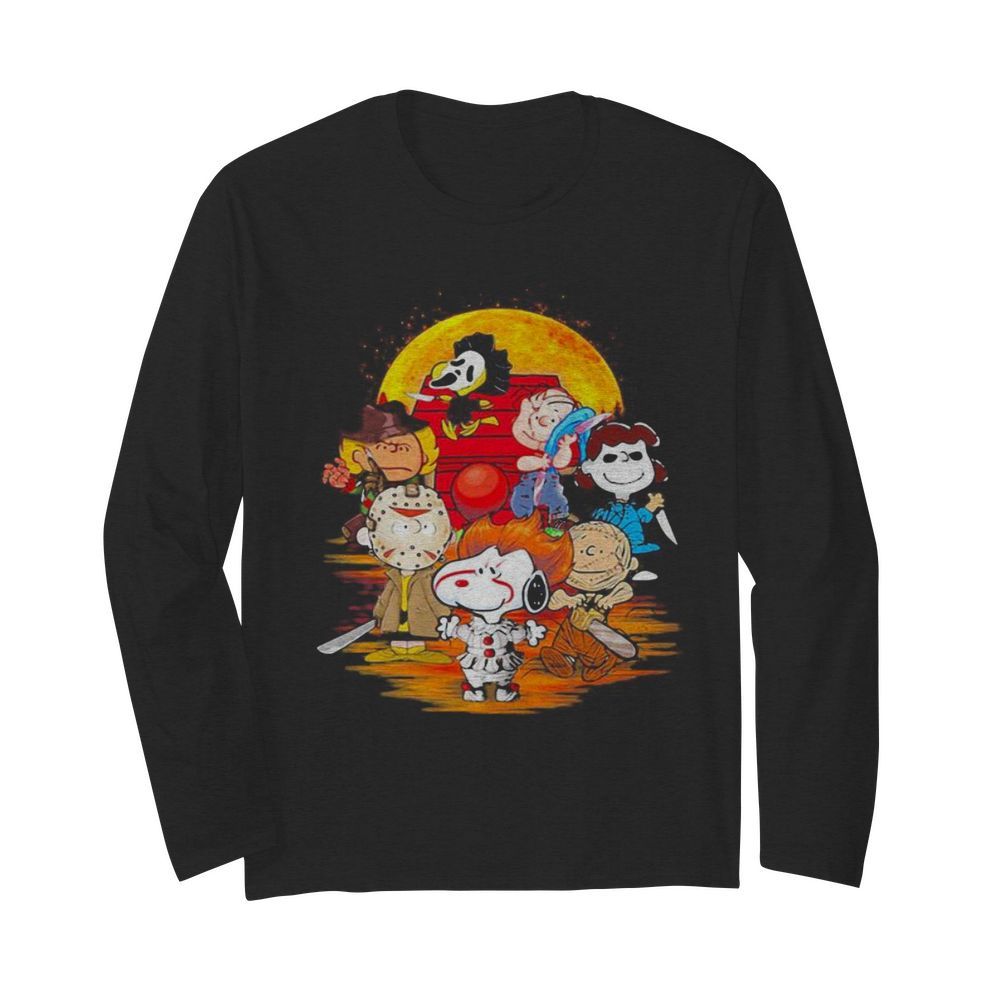 Halloween horror characters the peanuts moon  Long Sleeved T-shirt 