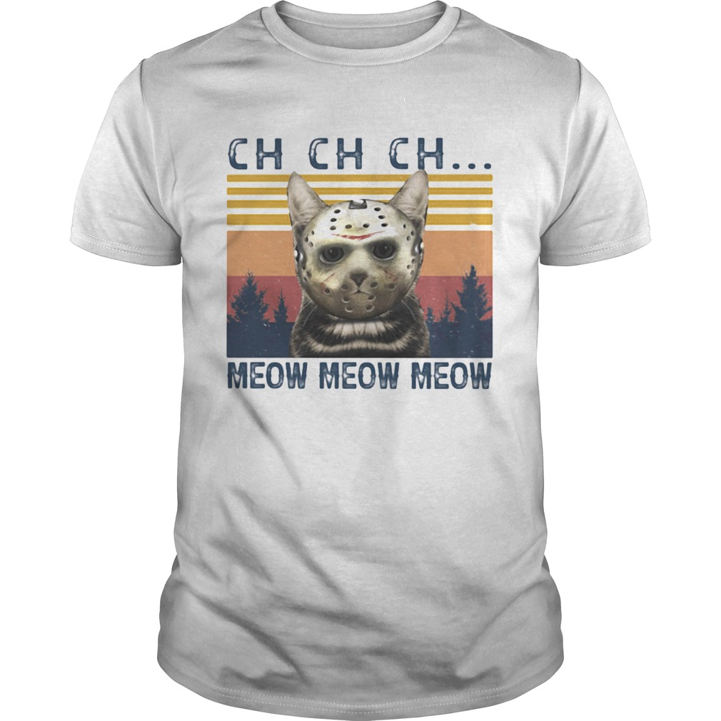 Halloween jason voorhees cat ch meow vintage retro shirt