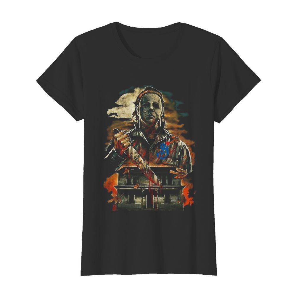 Halloween michael myers holding knife fire  Classic Women's T-shirt