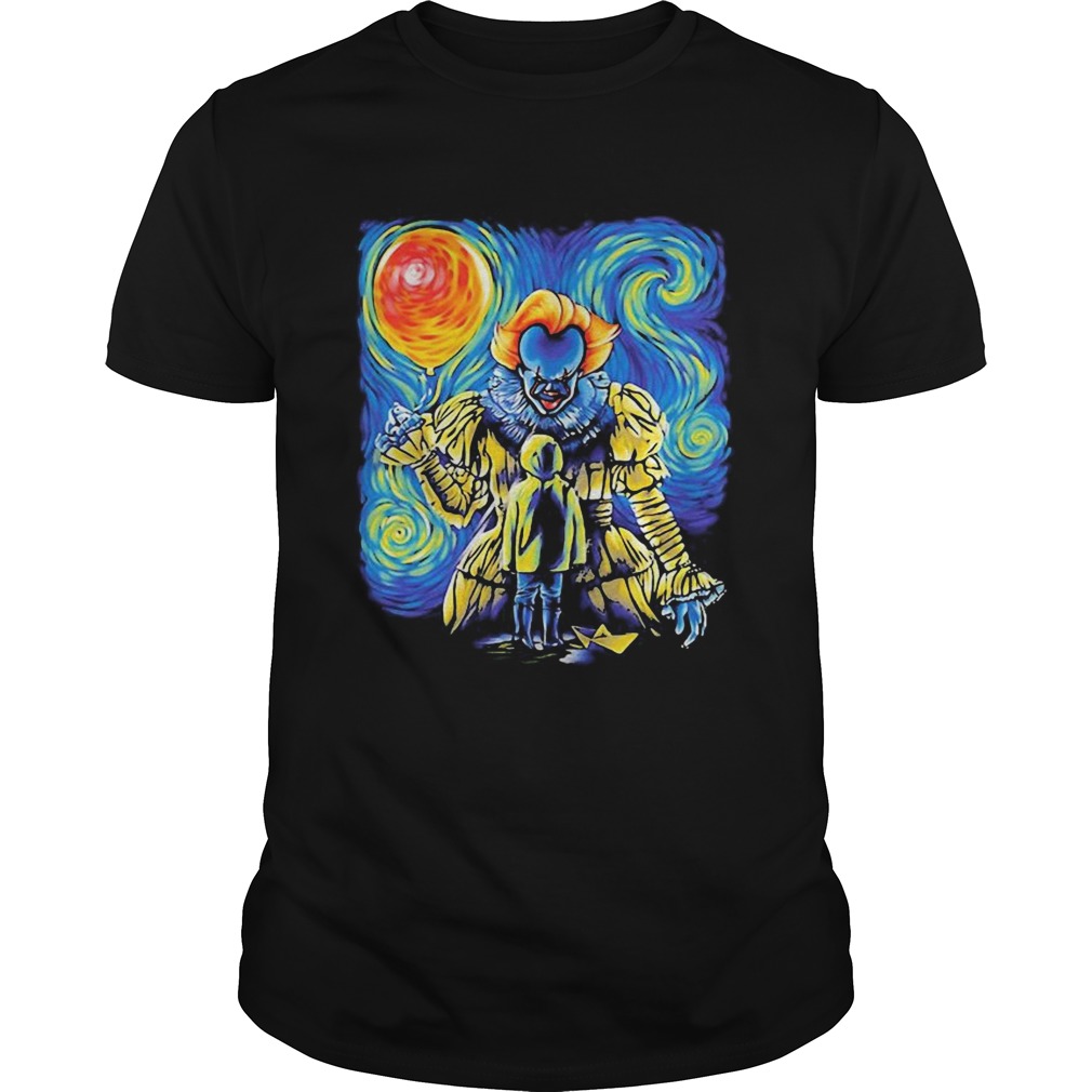 Halloween pennywise holding balloon starry night shirt