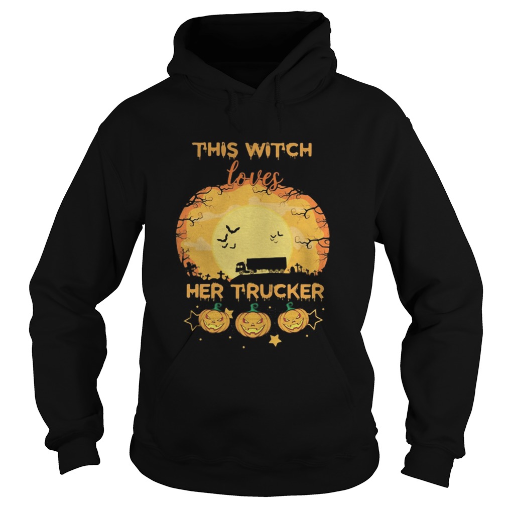 Halloween this witch loves her trucker pumpkins moon  Hoodie