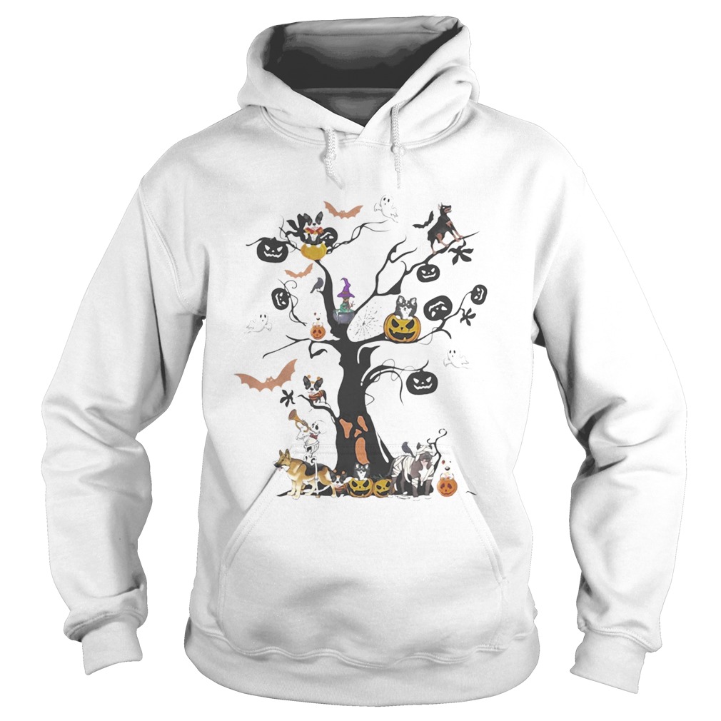 Halloween tree dogs pumpkins ghost bats  Hoodie