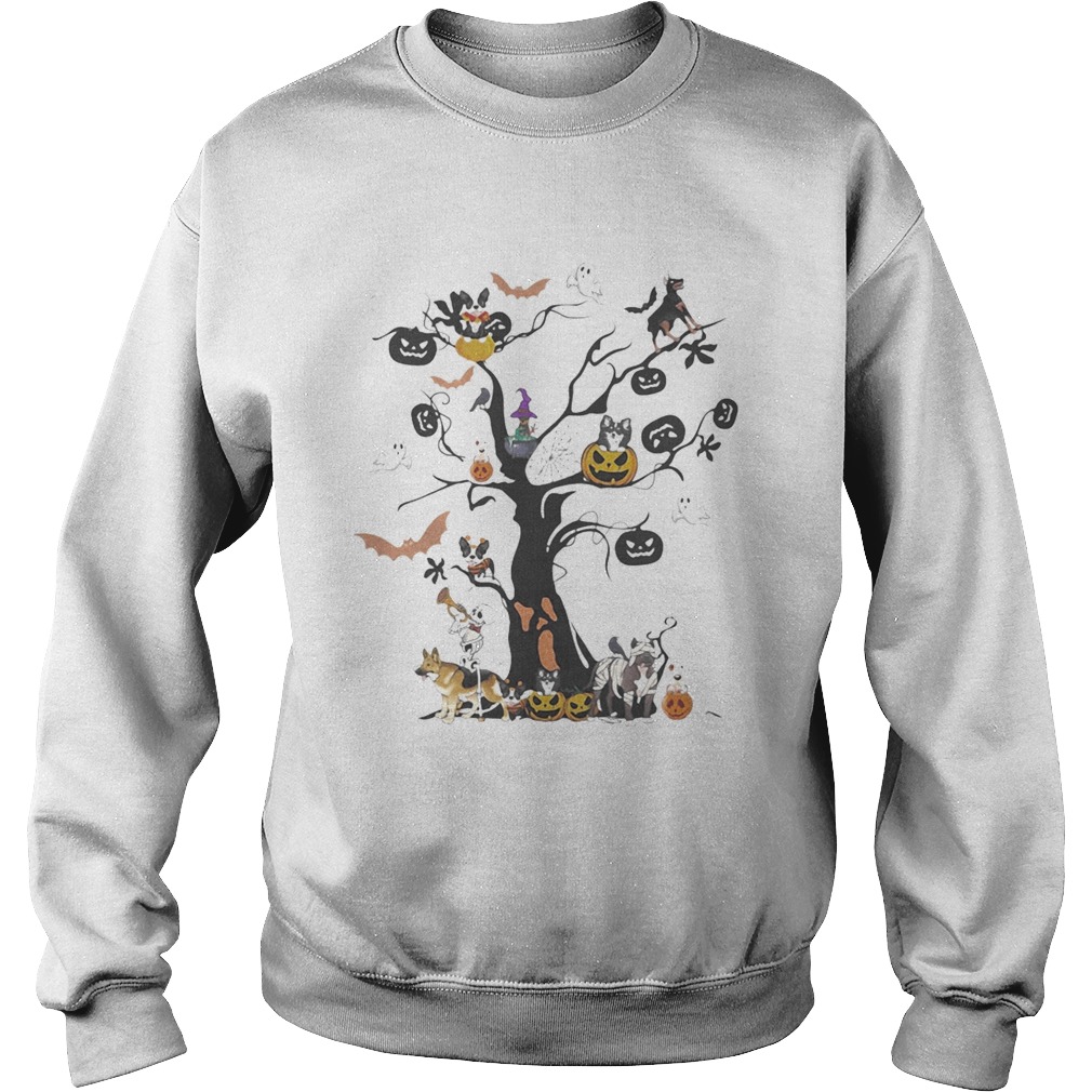 Halloween tree dogs pumpkins ghost bats  Sweatshirt