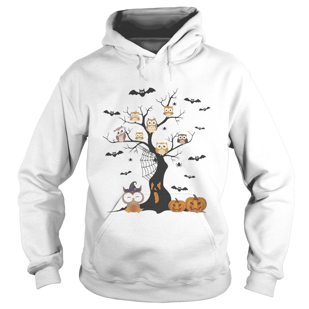 Halloween tree owls witch pumpkin  Hoodie