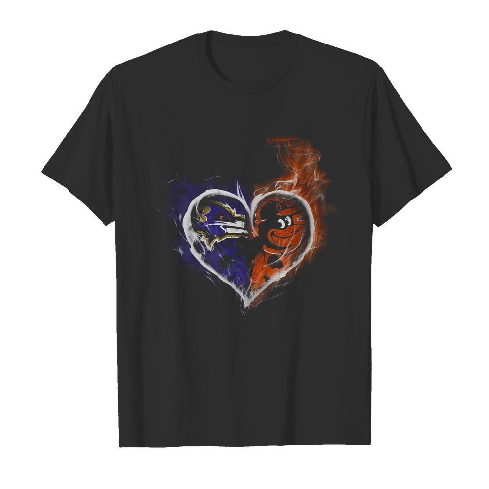 Heart Baltimore Ravens and Baltimore Orioles shirt