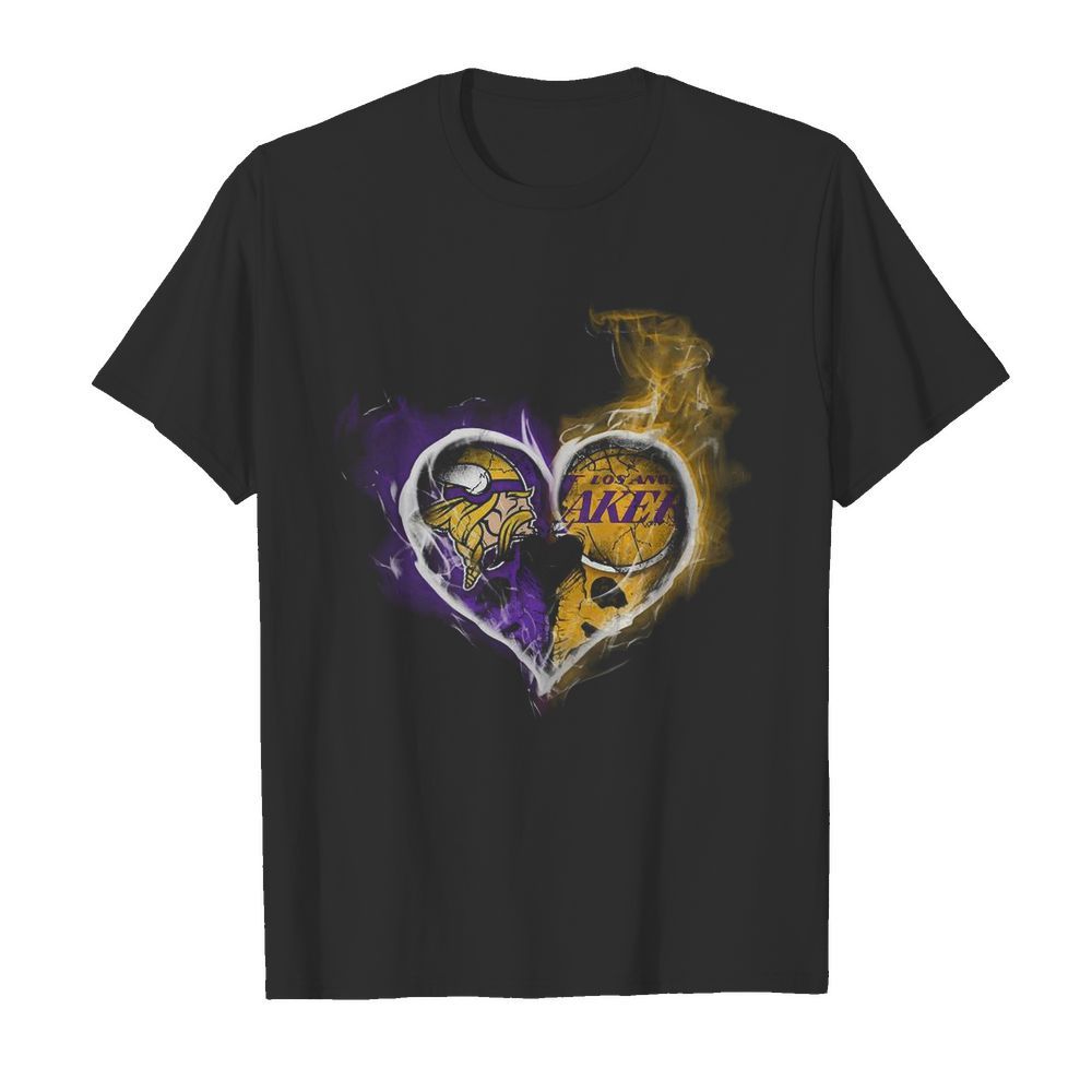 Heart Minnesota Vikings and Los Angeles Lakers shirt