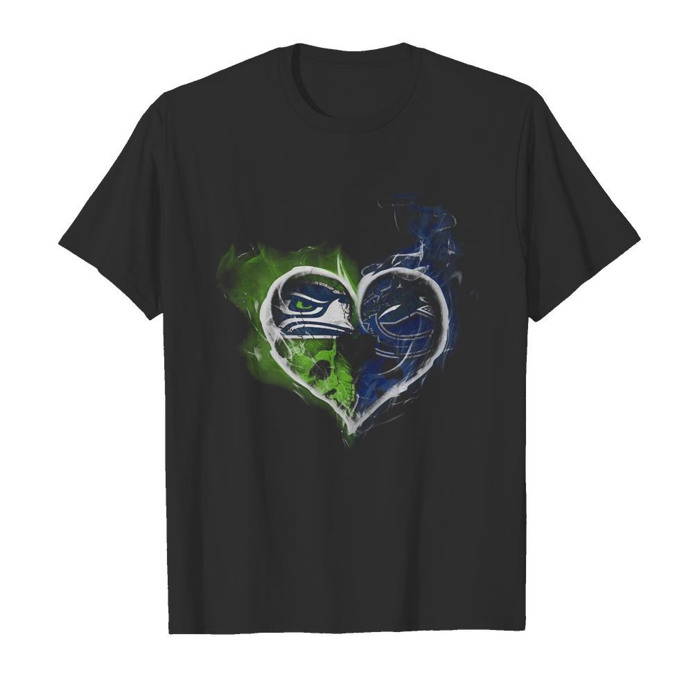 Heart Seattle Seahawks and Vancouver Canucks shirt