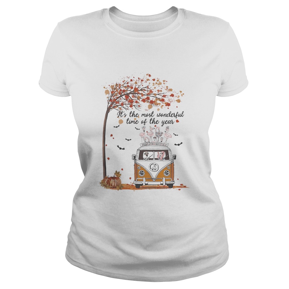 Hippie Car Flamingoes Its The Most Wonderful Time Of The Year Halloween Autumn  Classic Ladies