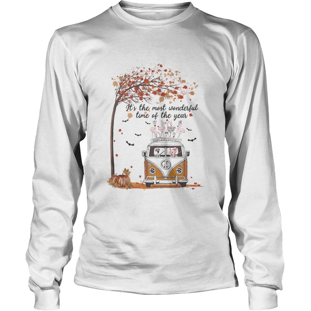 Hippie Car Flamingoes Its The Most Wonderful Time Of The Year Halloween Autumn  Long Sleeve